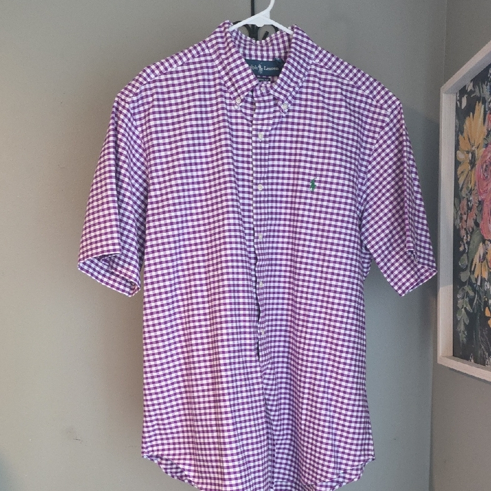Ralph Lauren Men's Purple Checkered Shirt Size XL 100% Cotton